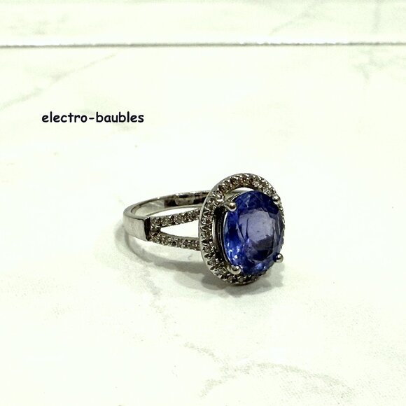 Estate $3500 2 Carat Periwinkle Tanzanite 14kt White Gold Halo Ring Sz 7 - Picture 2 of 11